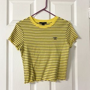 Black and Yellow Striped Top with Embroidered Bee